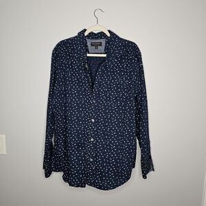 Navy Blue Patterned Men's Shirt